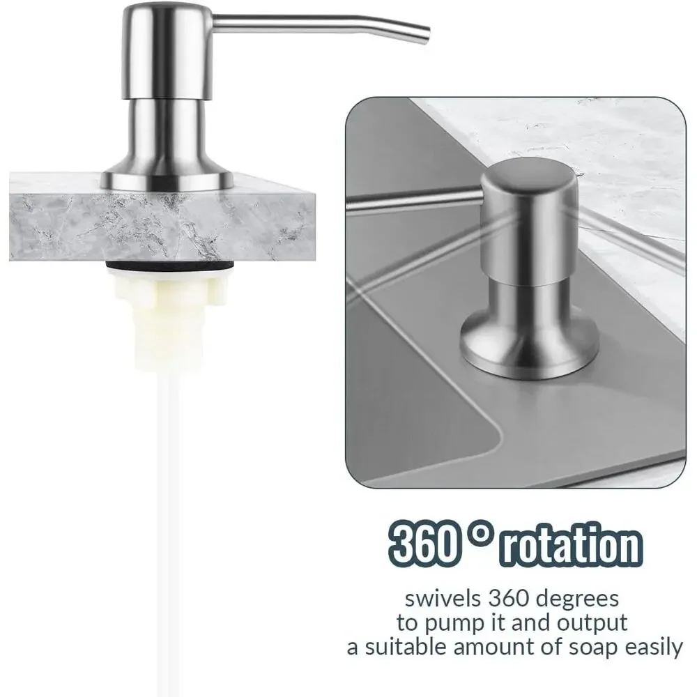 Soap Dispenser for Kitchen Sink Stainless Steel with 17OZ Liquid Bottle (Silver)